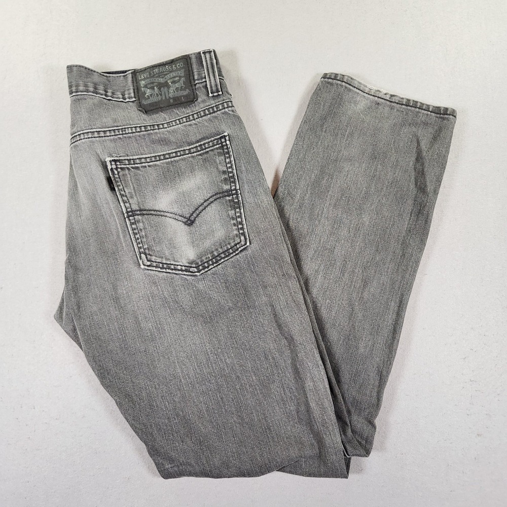Levi's 513 34X32 Men's Straight Denim Faded Black Jeans